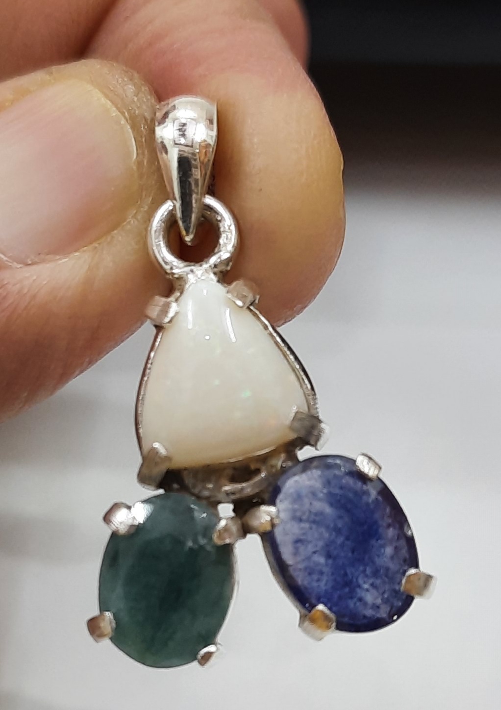 Trishakti Ratna Pendant (Opal, Emerald & Blue Sapphire)